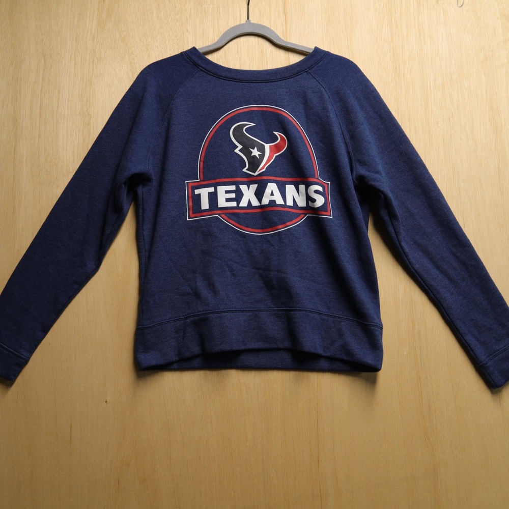 NFL Team Apparel Houston Texans Sweatshirt Navy Blue Crewneck Raglan Medium